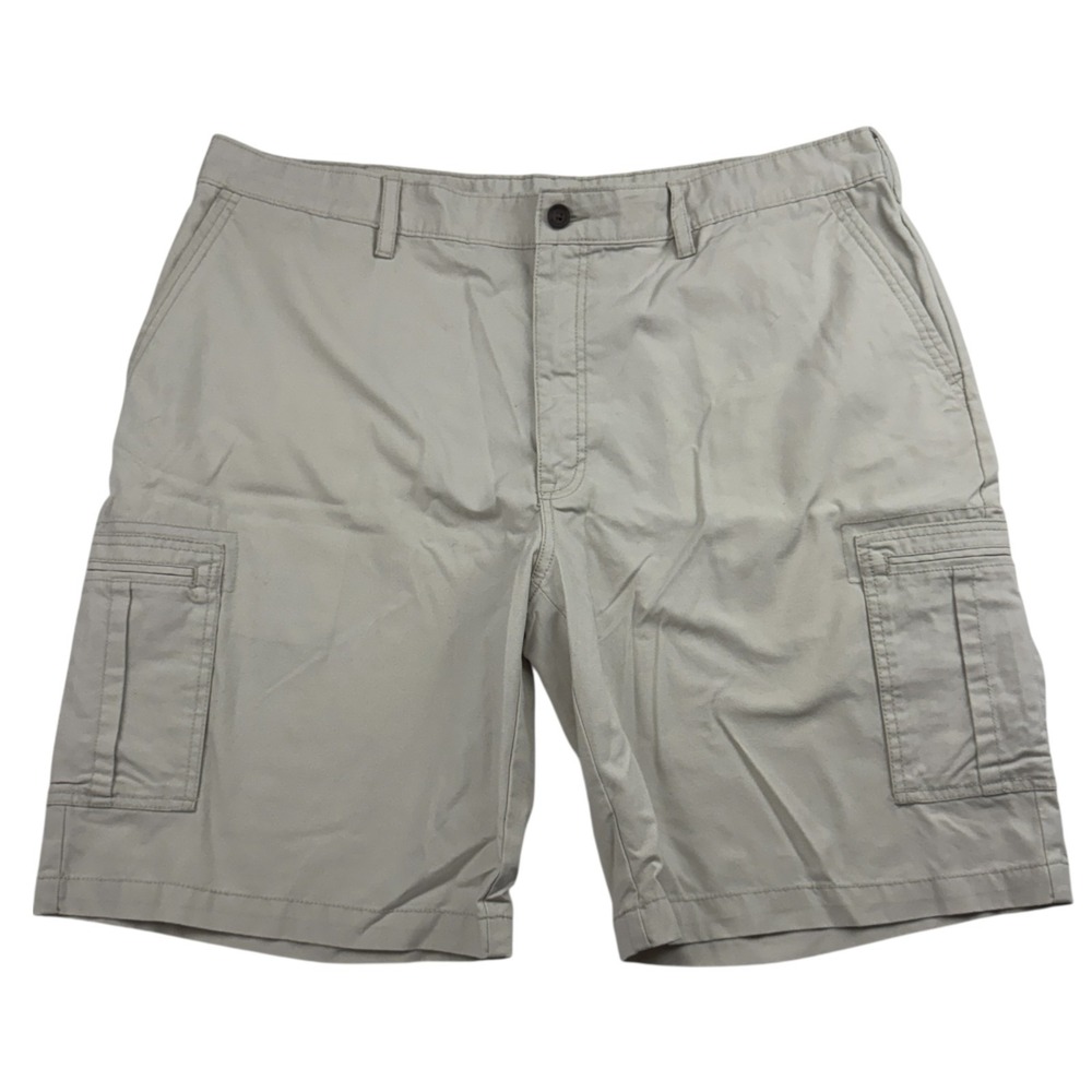 Savane Beige Flat Front Cargo Pocket Shorts Size 40 Cotton Polyester Blend
